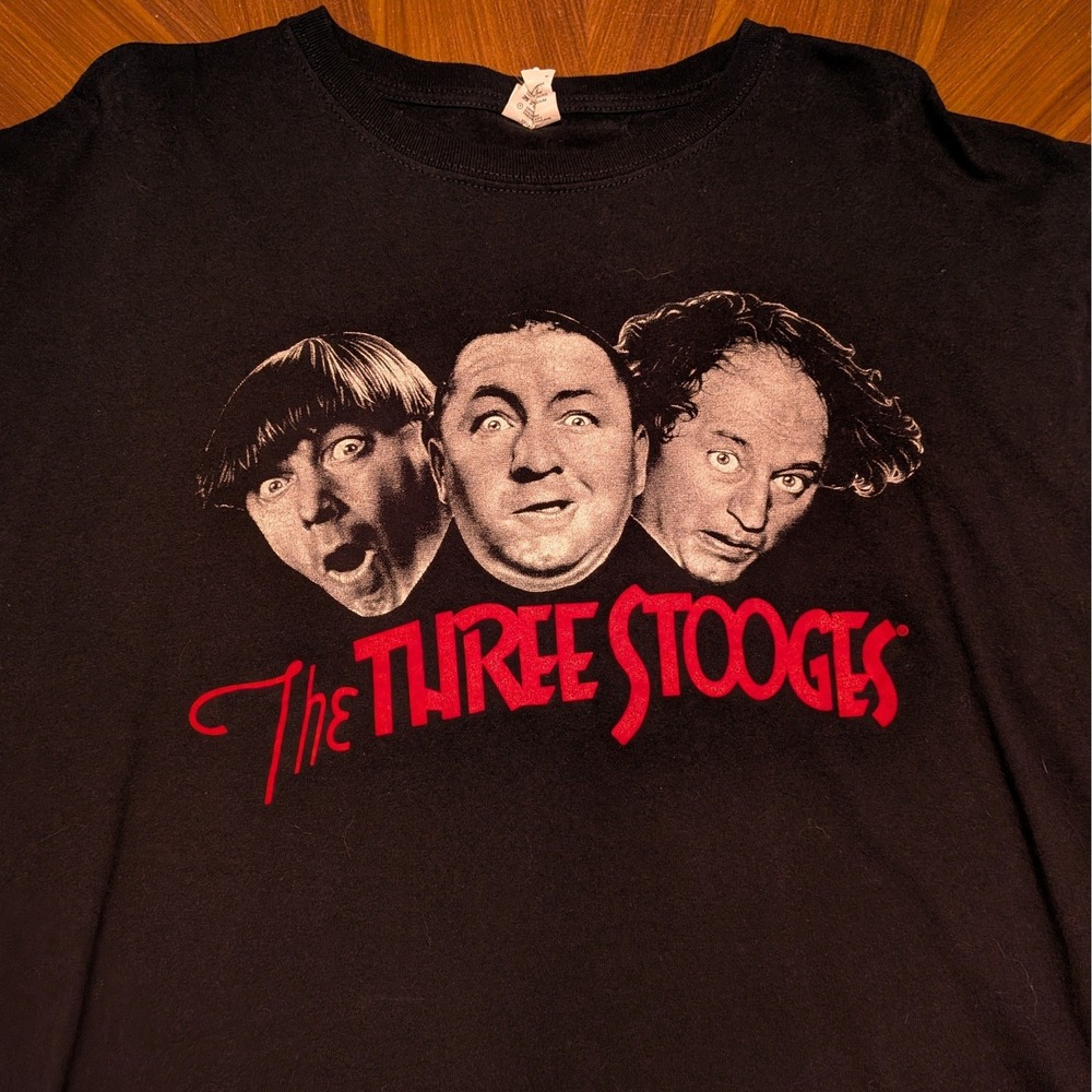 Anvil The Three Stooges T-Shirt Mens Black Excellent Short Sleeve Graphic XL